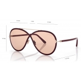 Tom Ford - Rickie Sunglasses - Occhiali da Sole Rotondi - Bordeaux Marrone - FT1007