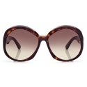 Tom Ford - Annabelle Sunglasses - Occhiali da Sole Rotondi - Havana Sfumato - FT1010