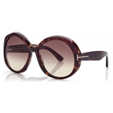 Tom Ford - Annabelle Sunglasses - Occhiali da Sole Rotondi - Havana Sfumato - FT1010