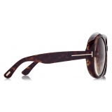 Tom Ford - Annabelle Sunglasses - Occhiali da Sole Rotondi - Havana Sfumato - FT1010