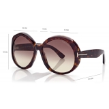 Tom Ford - Annabelle Sunglasses - Occhiali da Sole Rotondi - Havana Sfumato - FT1010