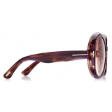 Tom Ford - Annabelle Sunglasses - Round Sunglasses - Gradient Colored Havana - FT1010