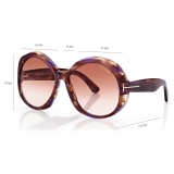 Tom Ford - Annabelle Sunglasses - Round Sunglasses - Gradient Colored Havana - FT1010