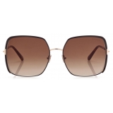 Tom Ford - Raphaela Sunglasses - Occhiali da Sole a Farfalla Oversize - Marrone Scuro - FT1006