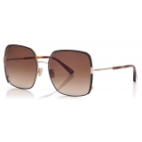 Tom Ford - Raphaela Sunglasses - Occhiali da Sole a Farfalla Oversize - Marrone Scuro - FT1006