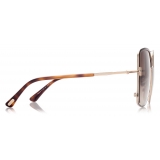 Tom Ford - Raphaela Sunglasses - Occhiali da Sole a Farfalla Oversize - Marrone Scuro - FT1006