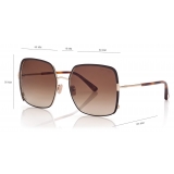 Tom Ford - Raphaela Sunglasses - Occhiali da Sole a Farfalla Oversize - Marrone Scuro - FT1006