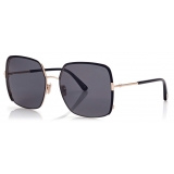 Tom Ford - Raphaela Sunglasses - Occhiali da Sole a Farfalla Oversize - Nero Opaco - FT1006