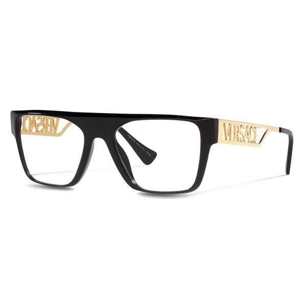Versace - 90s Vintage Logo Glasses - Black Gold - Eyeglasses - Versace Eyewear