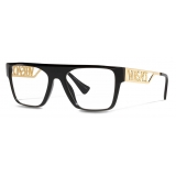 Versace - 90s Vintage Logo Glasses - Black Gold - Eyeglasses - Versace Eyewear