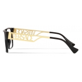 Versace - 90s Vintage Logo Glasses - Black Gold - Eyeglasses - Versace Eyewear