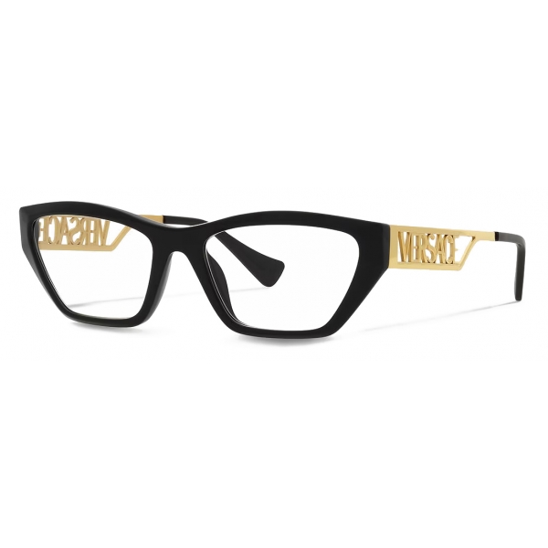Versace - Cat Eye 90s Vintage Logo Glasses - Black Gold - Eyeglasses - Versace Eyewear