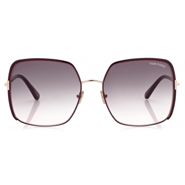 Tom Ford - Raphaela Sunglasses - Occhiali da Sole a Farfalla Oversize - Bordeaux Blu Sfumato - FT1006