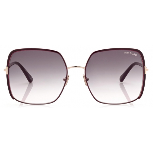 Tom Ford - Raphaela Sunglasses - Oversize Butterfly Sunglasses - Burgundy Gradient Blue - FT1006