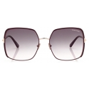 Tom Ford - Raphaela Sunglasses - Occhiali da Sole a Farfalla Oversize - Bordeaux Blu Sfumato - FT1006