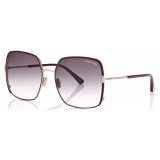 Tom Ford - Raphaela Sunglasses - Occhiali da Sole a Farfalla Oversize - Bordeaux Blu Sfumato - FT1006