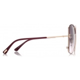 Tom Ford - Raphaela Sunglasses - Occhiali da Sole a Farfalla Oversize - Bordeaux Blu Sfumato - FT1006