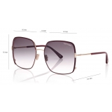 Tom Ford - Raphaela Sunglasses - Occhiali da Sole a Farfalla Oversize - Bordeaux Blu Sfumato - FT1006