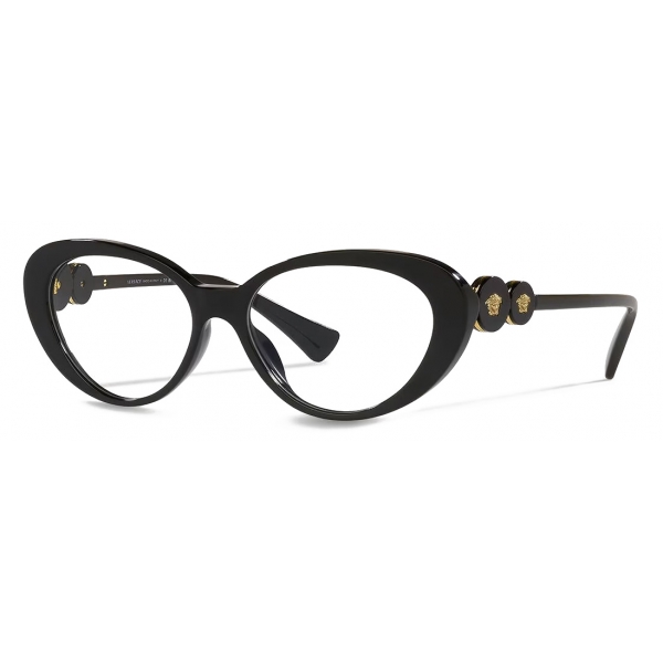 Versace - Cat Eye Double Medusa Glasses - Black - Eyeglasses - Versace Eyewear
