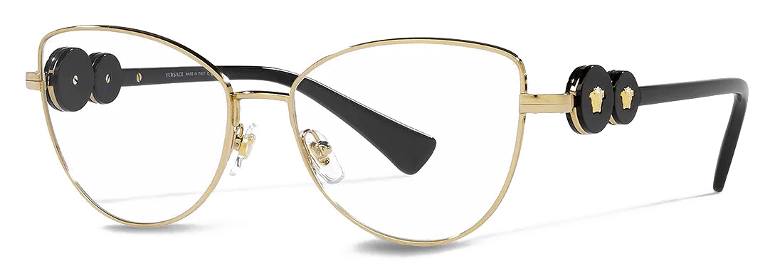 Versace Cat Eye Double Medusa Glasses Gold Black Eyeglasses Versace Eyewear Avvenice