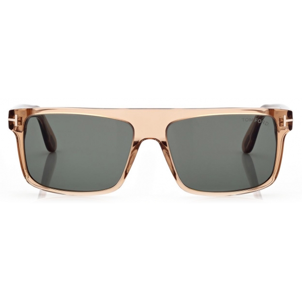 Tom Ford - Philippe Sunglasses - Occhiali da Sole Rettangolare - Marrone Chiaro Verde - FT0999