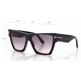 Tom Ford - Dove Sunglasses - Occhiali da Sole Quadrati Cat Eye - Nero - FT0942