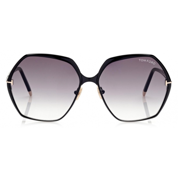 Tom Ford - Fonda Sunglasses - Geometric Round Sunglasses - Black - FT0912
