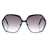 Tom Ford - Fonda Sunglasses - Geometric Round Sunglasses - Black - FT0912