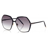 Tom Ford - Fonda Sunglasses - Geometric Round Sunglasses - Black - FT0912