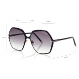 Tom Ford - Fonda Sunglasses - Geometric Round Sunglasses - Black - FT0912