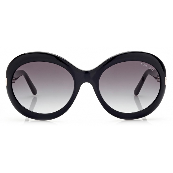 Tom Ford - Liya Sunglasses - Oversize Round Sunglasses - Black - FT0918