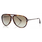 Tom Ford - Samson Sunglasses - Occhiali da Sole Pilota - Havana Lucido - FT0909