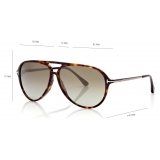 Tom Ford - Samson Sunglasses - Occhiali da Sole Pilota - Havana Lucido - FT0909