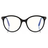 Tom Ford - Blue Block Soft Round Shape Opticals - Round Optical Glasses - Black Brown - FT5742-B