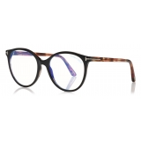 Tom Ford - Blue Block Soft Round Shape Opticals - Round Optical Glasses - Black Brown - FT5742-B