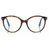 Tom Ford - Blue Block Soft Round Shape Opticals - Occhiali da Vista Rotondi - Havana Scuro - FT5742-B