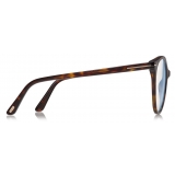 Tom Ford - Blue Block Soft Round Shape Opticals - Round Optical Glasses - Dark Havana - FT5742-B