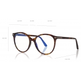 Tom Ford - Blue Block Soft Round Shape Opticals - Round Optical Glasses - Dark Havana - FT5742-B