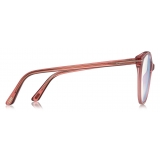 Tom Ford - Blue Block Soft Round Shape Opticals - Round Optical Glasses - Pink Ice White - FT5742-B