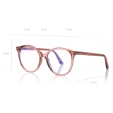 Tom Ford - Blue Block Soft Round Shape Opticals - Round Optical Glasses - Pink Ice White - FT5742-B