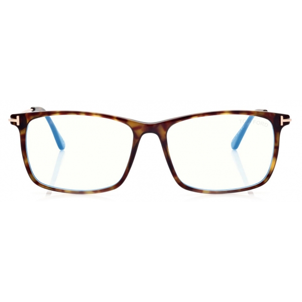 Tom Ford - Blue Block Soft Square Shape Opticals - Occhiali da Vista Quadrati - Havana Scuro - FT5758-B