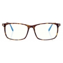 Tom Ford - Blue Block Soft Square Shape Opticals - Occhiali da Vista Quadrati - Havana Scuro - FT5758-B