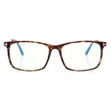 Tom Ford - Blue Block Soft Square Shape Opticals - Occhiali da Vista Quadrati - Havana Scuro - FT5758-B