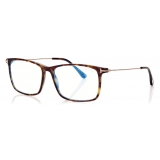 Tom Ford - Blue Block Soft Square Shape Opticals - Occhiali da Vista Quadrati - Havana Scuro - FT5758-B