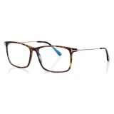 Tom Ford - Blue Block Soft Square Shape Opticals - Square Optical Glasses - Dark Havana - FT5758-B