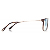 Tom Ford - Blue Block Soft Square Shape Opticals - Occhiali da Vista Quadrati - Havana Scuro - FT5758-B