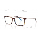 Tom Ford - Blue Block Soft Square Shape Opticals - Occhiali da Vista Quadrati - Havana Scuro - FT5758-B