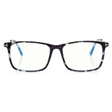 Tom Ford - Blue Block Soft Square Shape Opticals - Occhiali da Vista Quadrati - Havana Chiaro - FT5758-B