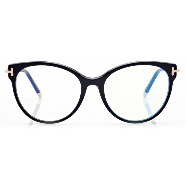 Tom Ford - Blue Block Soft Cat Eye Shape Opticals - Occhiali da Vista Cat Eye - Nero - FT5770-B