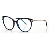 Tom Ford - Blue Block Soft Cat Eye Shape Opticals - Cat Eye Optical Glasses - Black - FT5770-B